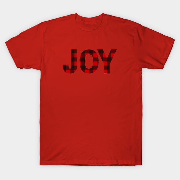 Joy in Red and Black Buffalo Plaid T-shirt Mug Coffee Mug Apparel Hoodie Sticker Tote bag Phone case Gift Christmas Decor T-Shirt by Orchyd